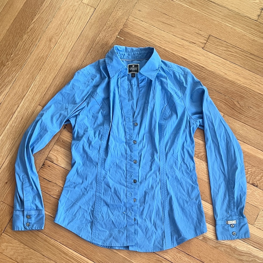 Express Women's Sky Blue Button-Down Shirt